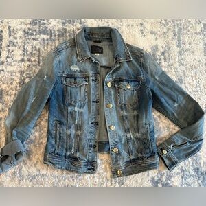 American Eagle Outfitters distressed Blue Denim Jean Jacket L